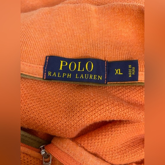 Polo Ralph Lauren Mens 1/4 Zip Sweater Size XL Orange Pony Long Sleeve - Picture 11 of 16